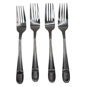 4 Oneida Colonnade dinner forks stainless steel frosted handle glossy flatware